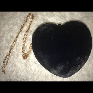 Black Fuzzy Handbag with Gold Details! NWT!
